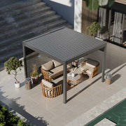 Luxe 3x3m louvred roof pergola with solar lighting and voice control