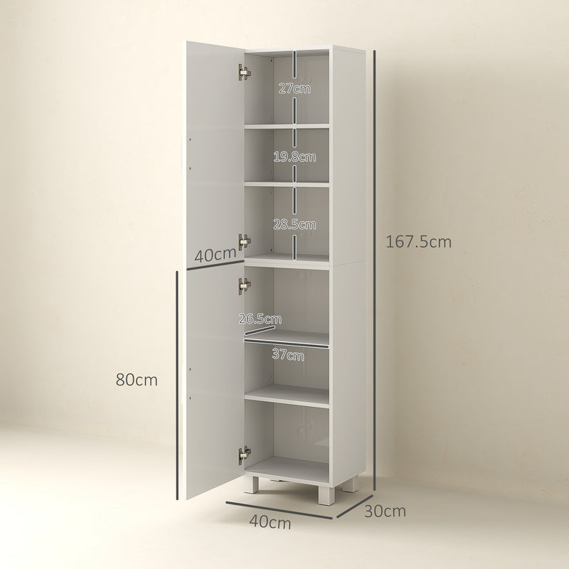 Tall Freestanding Bathroom Cabinet with Adjustable Shelves and Double Doors by HOMCOM