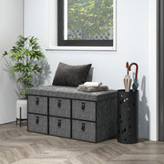 Shoe Storage Bench with 6 Drawers and Padded Seat Ideal for Hallway or Entryway Dark Grey