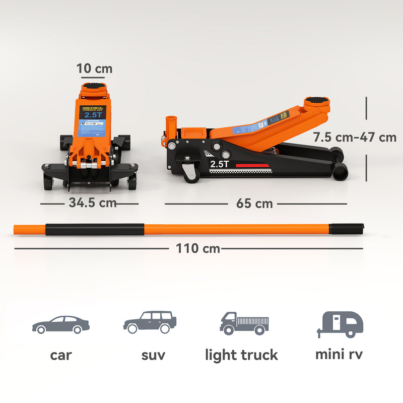 Hydraulic Trolley Jack for Easy Car Maintenance and Tyre Changes 2.5 Ton Orange AOSOM