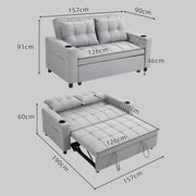 Light Grey Two Seater Pull Out Sofa Bed Compact and Stylish by HOMCOM