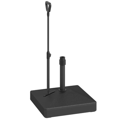 Black Garden Parasol Base with Adjustable Wheels and Handle Holds Up to 55kg by Outsunny
