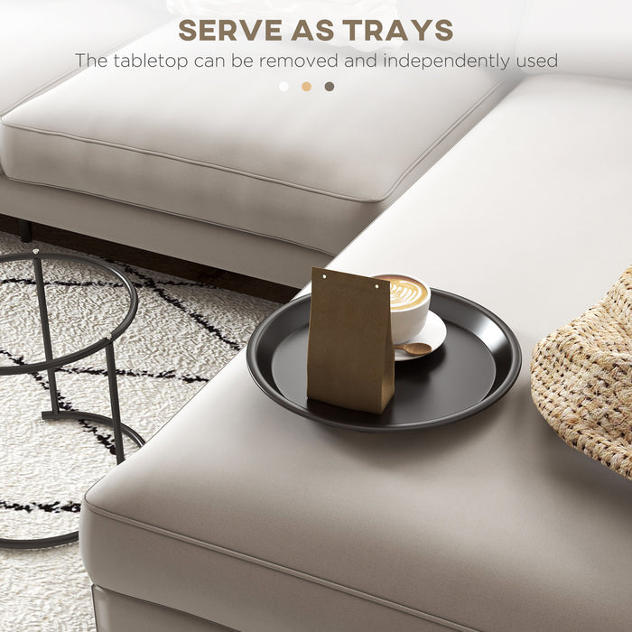 White Nesting Side Tables Set of 2 with Removable Tray Tops and Steel Frame