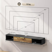 Charcoal Grey 120 cm Floating TV Stand with Hidden Storage Shelves by Outsunny