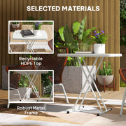 White Folding Outdoor Table Space-Saving and Lightweight by Outsunny