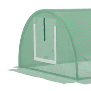 Portable Mini Greenhouse Tunnel with Steel Frame and 5 Mesh Windows for Garden Use Green