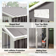 Metal Garden Storage Shed With Sliding Door And Sloped Roof For Tools Organisation Grey Outsunny