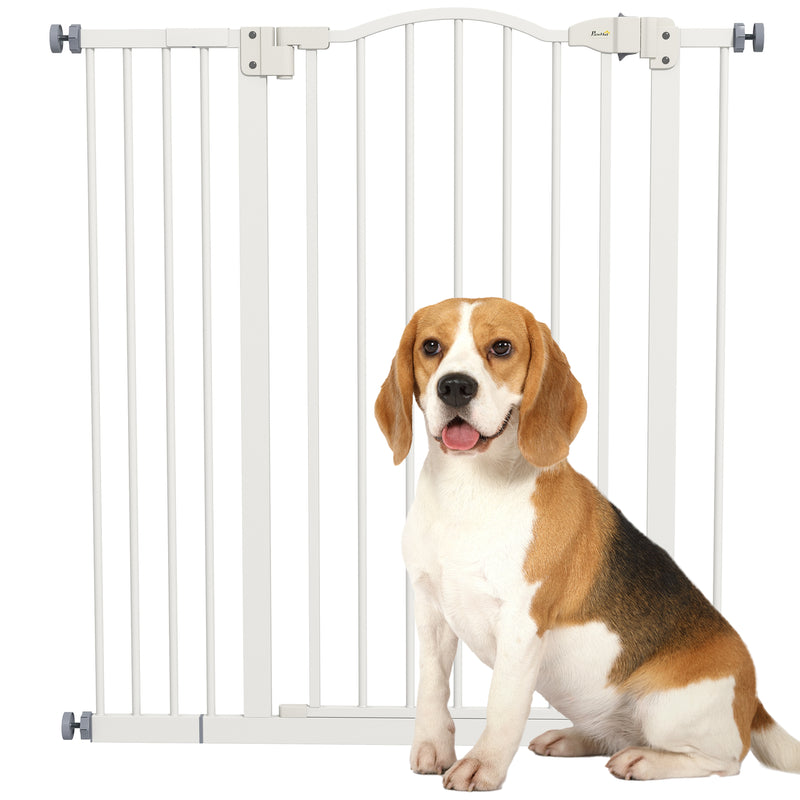 Extra Tall Safety Dog Gate with Auto Close for Doorways and Stairs Adjustable 74 to 94cm White