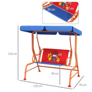 Kids Two Seater Garden Swing Chair with Canopy and Safety Harness for Outdoor Fun