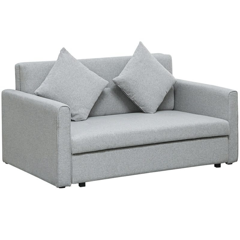 Light Grey 2 Seater Sofa Bed with Cushions and Hidden Storage for Living Room by HOMCOM