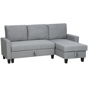 Grey 3 Seater Sofa Bed With Chaise Hidden Storage Space Ideal For Guest Rooms