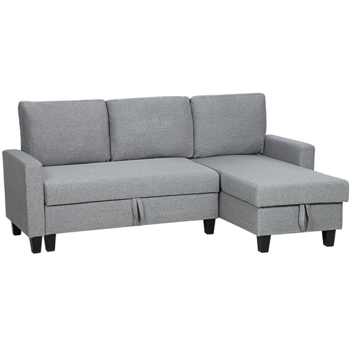 Grey 3 Seater Sofa Bed With Chaise Hidden Storage Space Ideal For Guest Rooms
