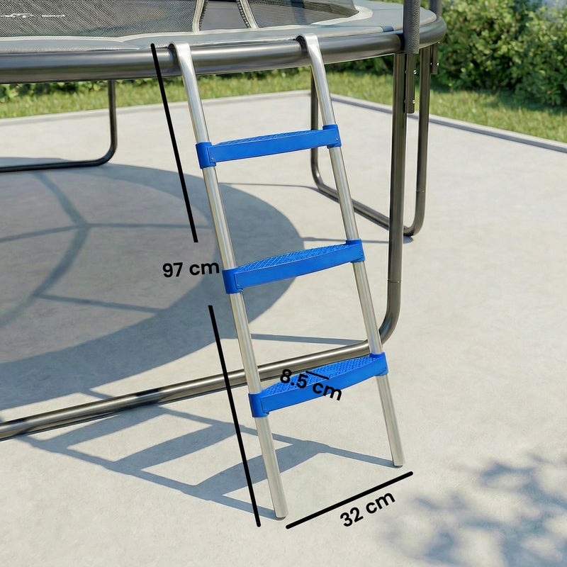 Trampoline Ladder for Safe Garden Access with Non Slip Steps and Stable Base Blue AOSOM