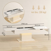 Extendable Coffee Table with LED Lighting and Hidden Storage for Living Room High Gloss White AOSOM