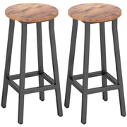 Set of 2 Industrial Bar Stools with Footrest Ideal for Breakfast Bar Seating Rustic Brown