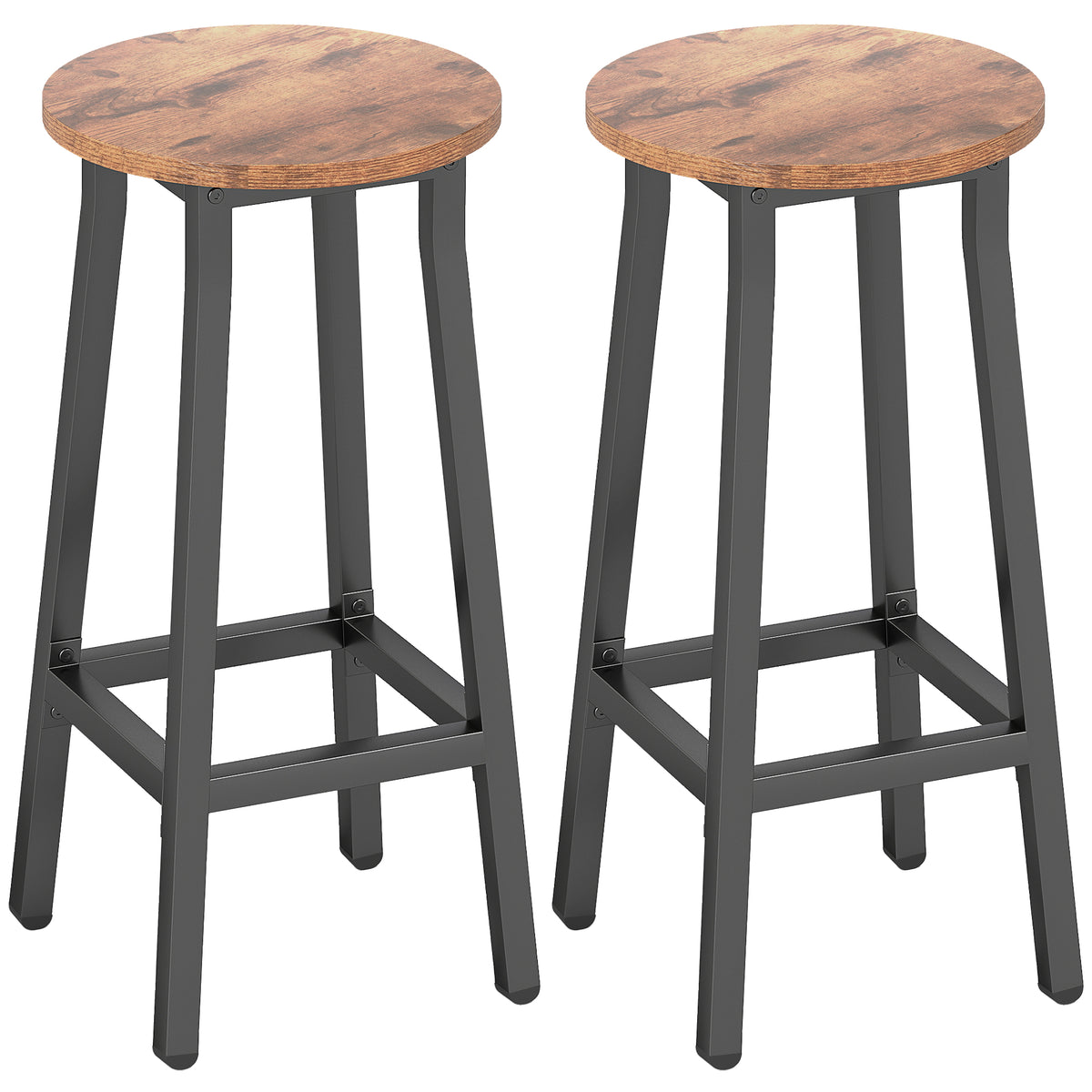 Buy Set of 2 Rustic Brown Bar Stools With Footrest | Opal Retail