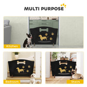 Wooden Dog Gate with Support Feet Easy Setup Pet Barrier for Stairs or Patio Black AOSOM
