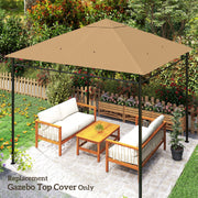 3 x 3 m Garden Gazebo Roof Canopy Replacement With Drainage Holes Top Cover Beige AOSOM