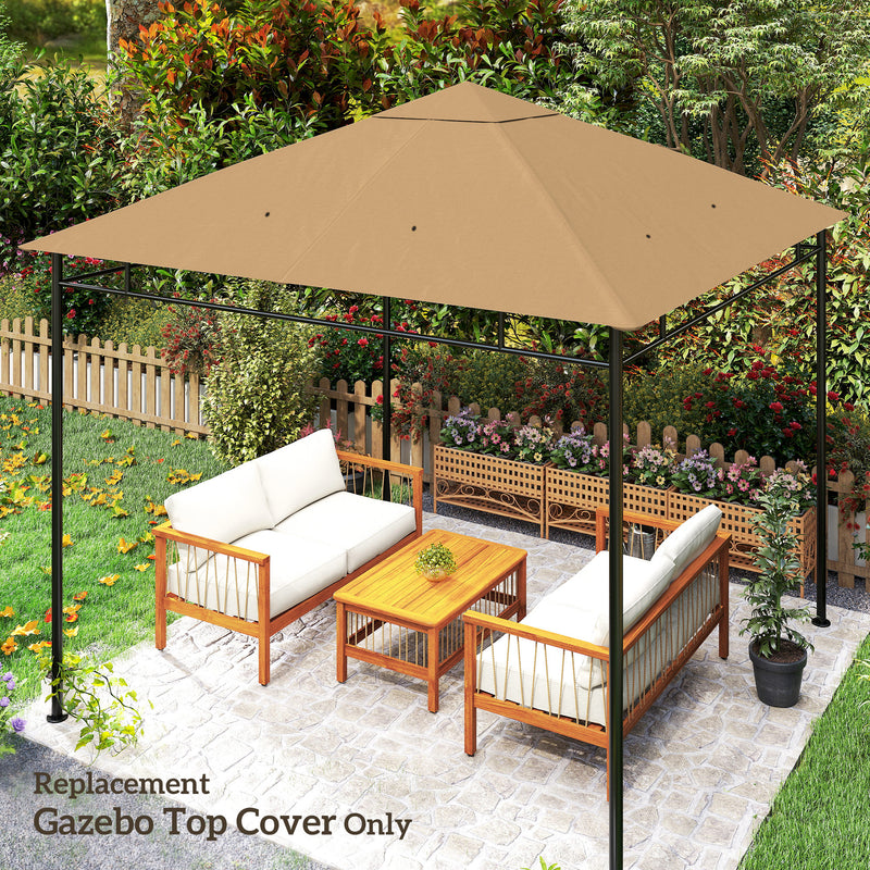 3 x 3 m Garden Gazebo Roof Canopy Replacement With Drainage Holes Top Cover Beige AOSOM
