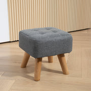 Grey Linen Look Square Padded Footstool Comfortable Ottoman Seat by HOMCOM