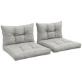 Light Grey 2 Piece Outdoor Seat and Back Cushions Set for Garden or Patio Chairs AOSOM