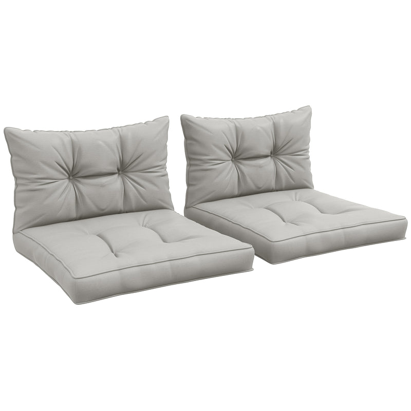 Light Grey 2 Piece Outdoor Seat and Back Cushions Set for Garden or Patio Chairs AOSOM