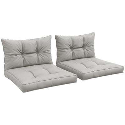 Light Grey 2 Piece Outdoor Seat and Back Cushions Set for Garden or Patio Chairs AOSOM
