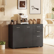 Sideboard with Adjustable Shelves and Drawers for Living Room or Dining Storage Black AOSOM