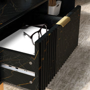 Black Marble Effect Storage Coffee Table with Open Shelf and Modern Design by HOMCOM