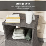 Rattan Garden Table with Parasol Hole and Storage Shelf for Outdoor Use Dark Grey Outsunny