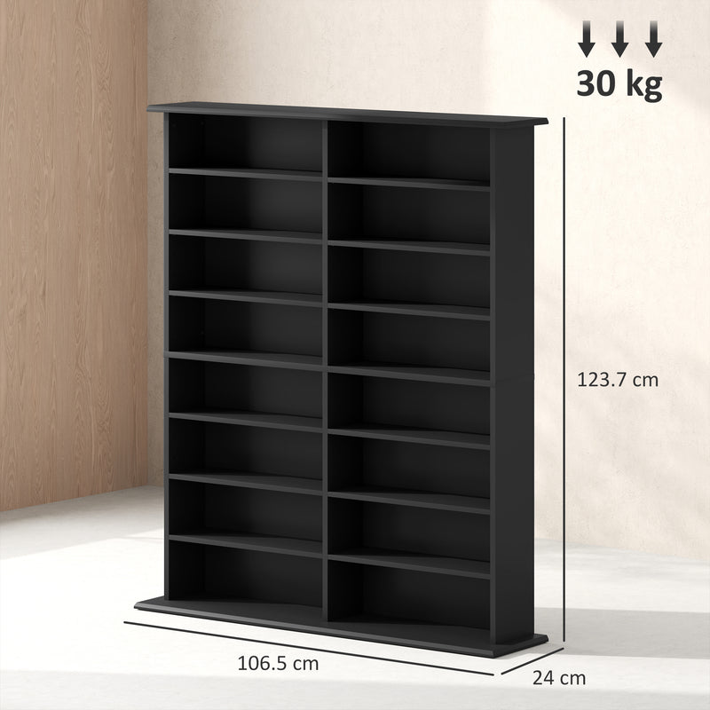 Black Media Storage Cabinet Holds 720 CDs or 396 DVDs with Adjustable Shelves