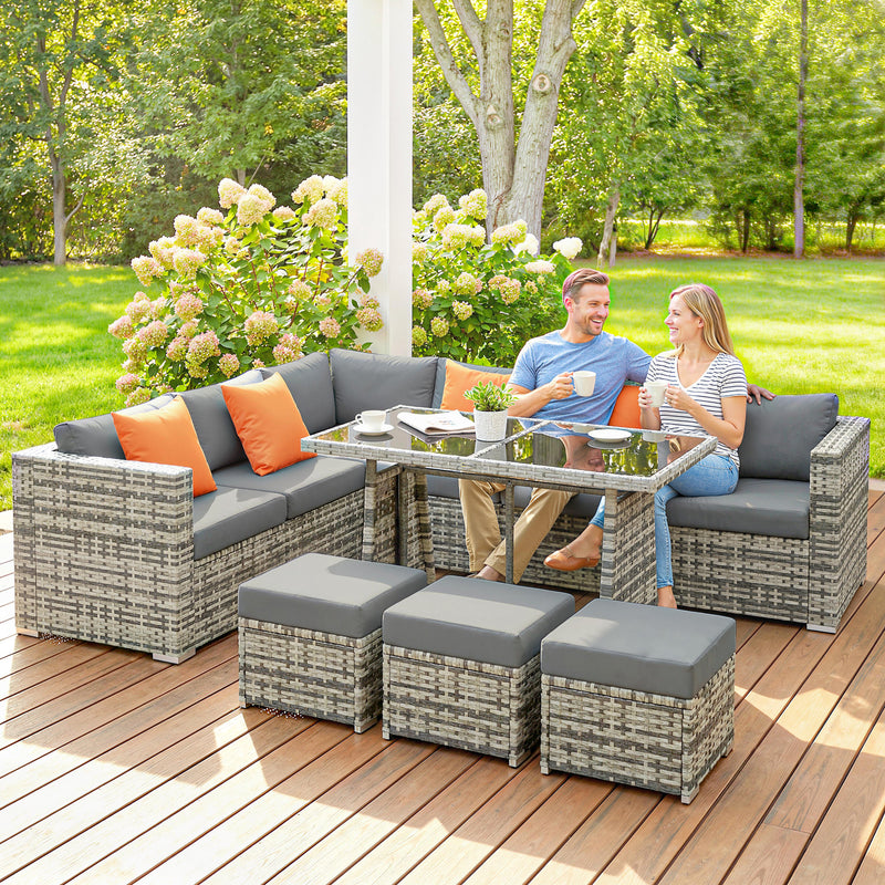 10 Piece Garden Dining Set with Cushions for Flexible Outdoor Seating and Relaxing Grey