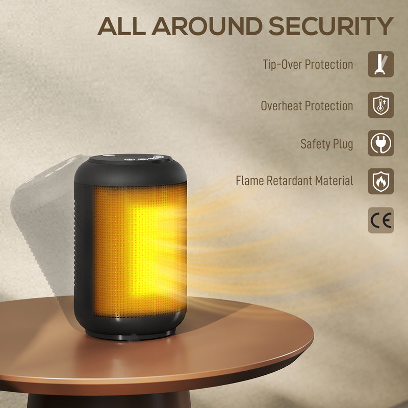 1500W Ceramic Electric Fan Heater with Oscillation and Timer for Home Use Black