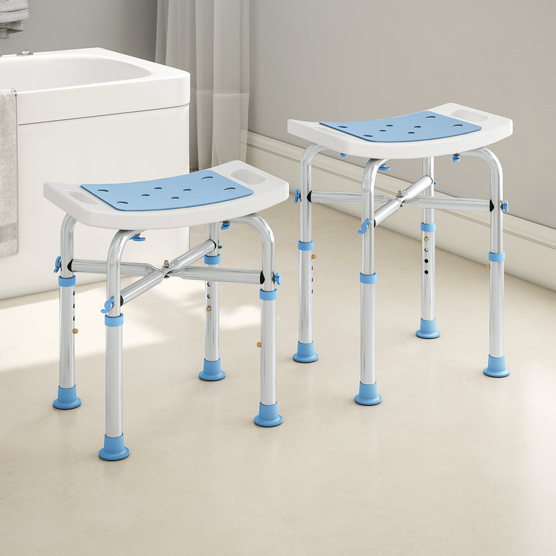 Height Adjustable Aluminium Shower Stool for Bath Safety and Comfort, Light Blue