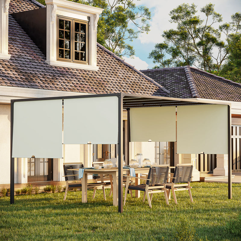 3 x 4m Cream White Garden Pergola With UV Resistant Canopy