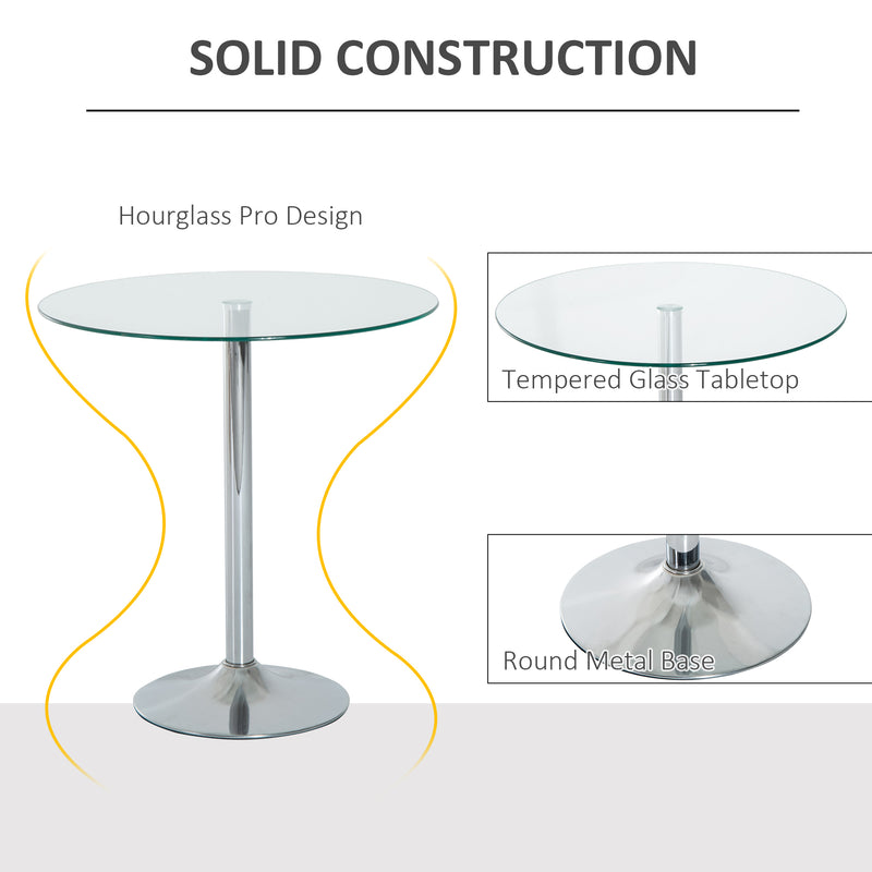Round Glass Dining Table with Steel Base Ideal for Small Spaces and Modern Homes Black