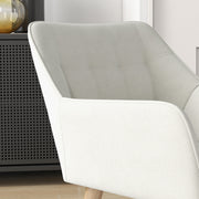 Cream White Accent Armchair with Wide Arms Slanted Back and Wooden Legs by Homcom