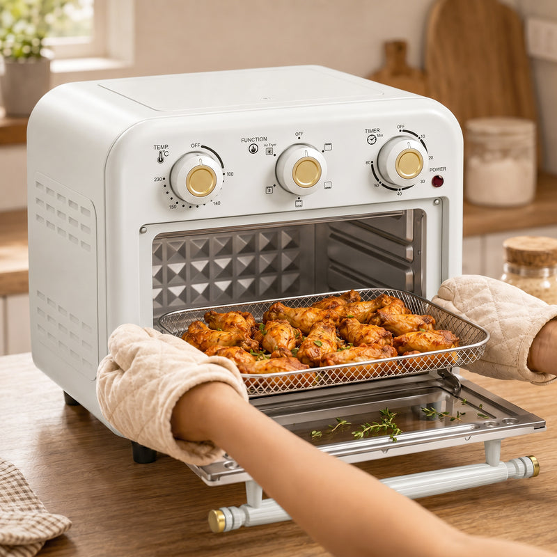 Air Fryer Oven 12L for Quick Family Meals with Simple Controls Cream White Gold Tone