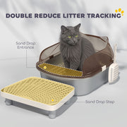 Stainless Steel Cat Litter Box with High Sides Scoop Pedal and Easy Clean Design by Outsunny
