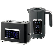Touch Screen Kettle and Toaster Set With Fast Boil Feature For Modern Kitchens Grey