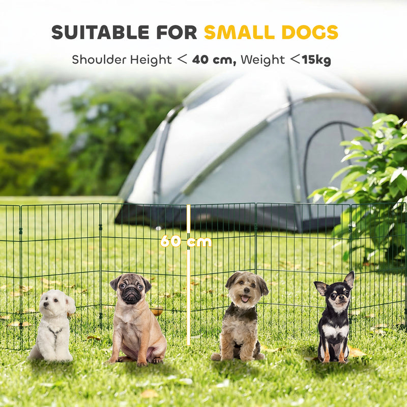 Dog Playpen for Small Dogs Indoor Outdoor Safe Flexible Pet Enclosure Green AOSOM