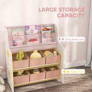 Kids Storage Shelf With Book Rack and Removable Drawers for Easy Organisation Pink AOSOM