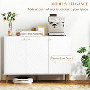 White and Gold Sideboard with Two Cupboards Elegant Storage Unit by HOMCOM