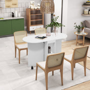 White Four Seater Drop Leaf Dining Table with Wheels by HOMCOM