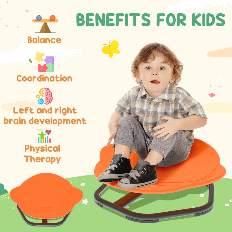 Kids Planet Shaped Swivel Sensory Chair for Balance and Coordination Training Orange AOSOM