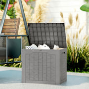 93L Waterproof Plastic Garden Storage Box With Carry Handles For Outdoor Use Khaki