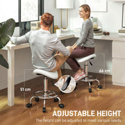 Saddle Stool with Ergonomic Posture Support and Adjustable Height for Home or Office White AOSOM
