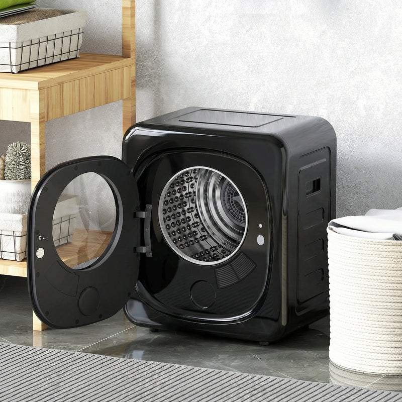 Tumble Dryer for Small Spaces 4kg Compact Laundry Dryer with Hygienic Cycle Black Gold Tone AOSOM
