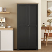 Tall Kitchen Storage Cabinet with 4 Shelves for Organised Worktops and Concealed Storage Black 80 x 48 x 172 cm Homcom