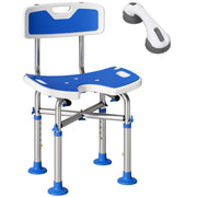 Adjustable Shower Stool With Padded Seat and Non Slip Feet for Safer Bathing White AOSOM